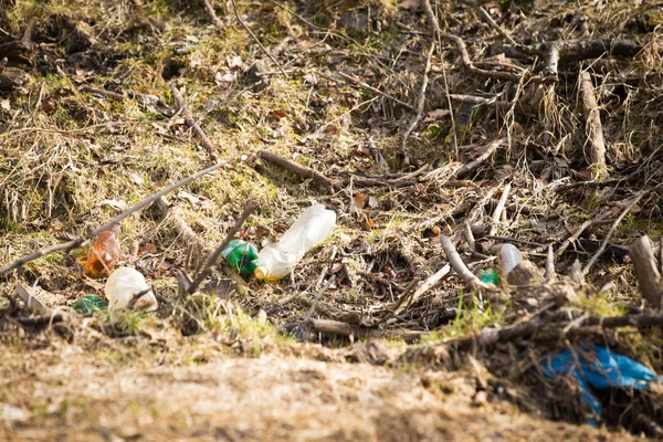 Pollution Plastique Fluviale Déchets Plastiques Dans Eau — Photo