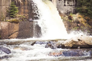 Taze dağ şelalearka plan