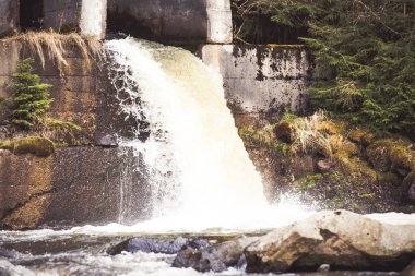 Taze dağ şelalearka plan