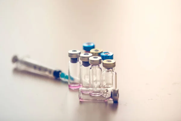 Vaccins Flessen Medische Achtergrond Vax Concept — Stockfoto