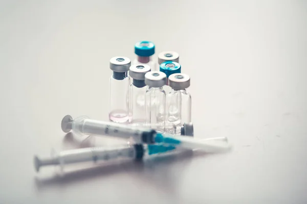Vaccins Bouteilles Fond Médical Concept Vax — Photo