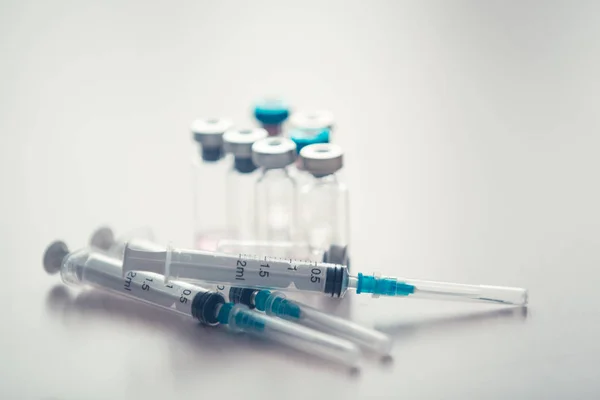 Vaccins Bouteilles Fond Médical Concept Vax — Photo
