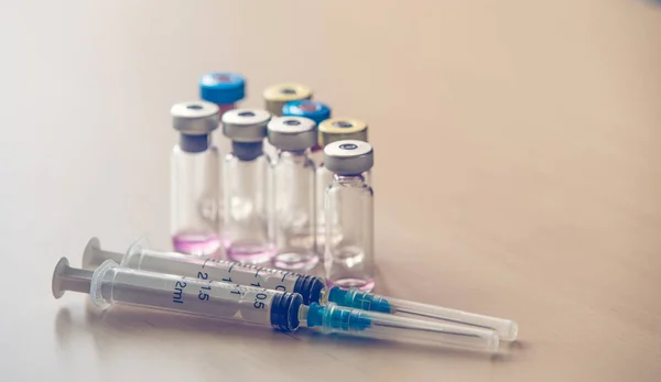 Вакцини Пляшки Медичного Фону Vax Концепції — стокове фото