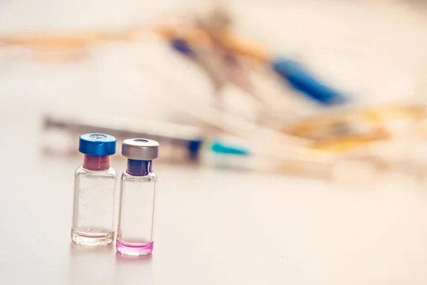 Вакцины Бутылки Медицинского Фона Концепция Антивакса — стоковое фото