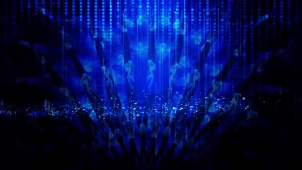 Abstrait particules bleues fond numérique 