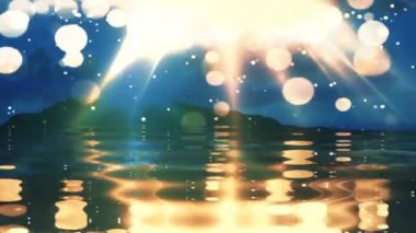 Güneş ışınları ve dalgalar ile yaz arka plan