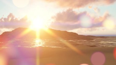 Güneş ışınları ve dalgalar ile yaz arka plan