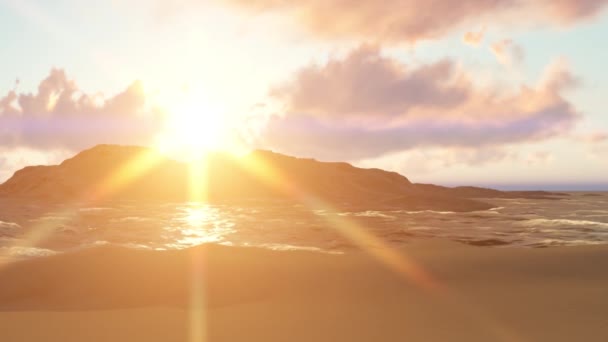 Fond d'été avec des rayons de soleil et des vagues 