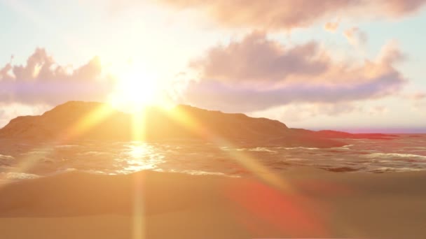 Fond d'été avec des rayons de soleil et des vagues 
