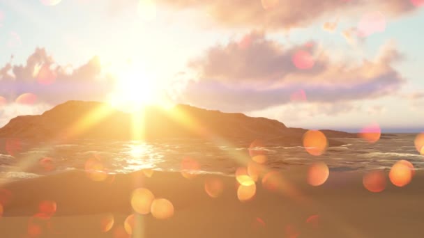 Fond d'été avec des rayons de soleil et des vagues 