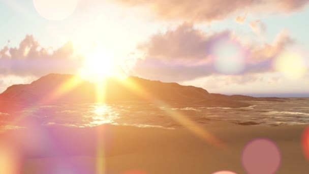 Fond d'été avec des rayons de soleil et des vagues 