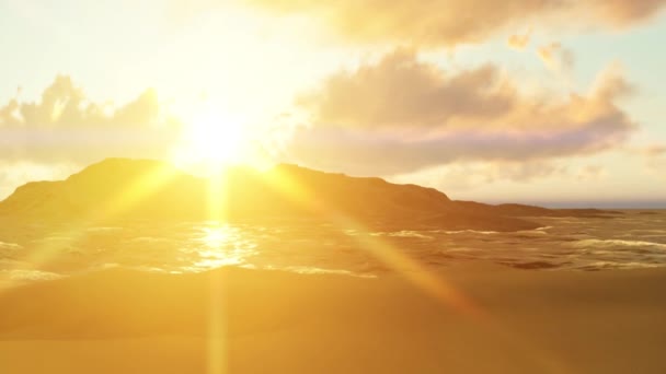 Fond d'été avec des rayons de soleil et des vagues 