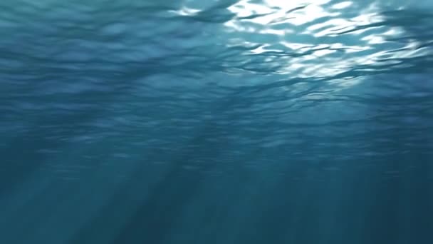 Blau Unterwasser Sommer Hintergrund Mit Sonnenstrahlen — Stockvideo