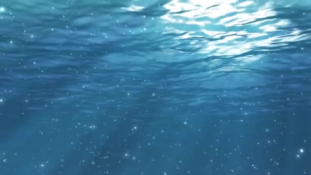 Blau Unterwasser Sommer Hintergrund Mit Sonnenstrahlen — Stockvideo