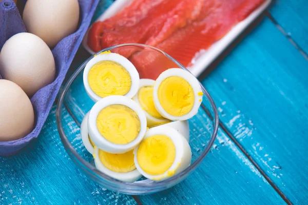 Ceto Ovos Dieta Peixe Alimentos Com Baixo Teor Carboidratos — Fotografia de Stock