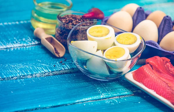 Keto Dieta Huevos Pescado Alimento Bajo Carbohidratos — Foto de Stock