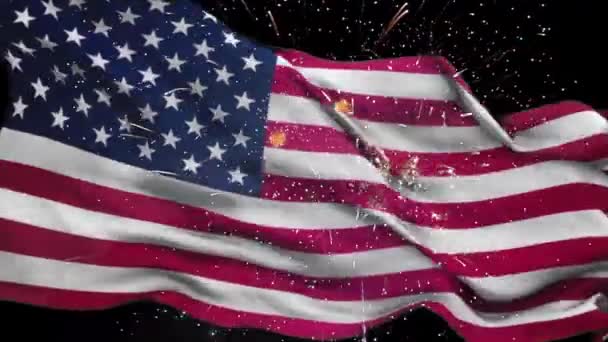 Julho Bandeira Americana Fogos Artifício — Vídeo de Stock