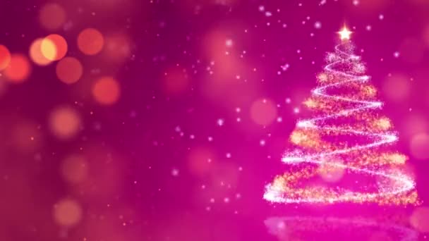 Χριστουγεννιάτικο Δέντρο Λάμπει Χειμωνιάτικο Φόντο — Αρχείο Βίντεο