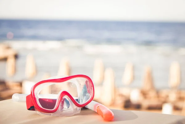 Maschera Tubo Snorkeling Sulla Spiaggia Tropicale — Foto Stock