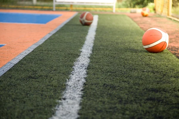 Basket Sintetico Superficie Campo Sportivo Sfondo — Foto Stock