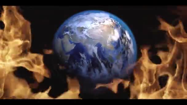Tierra Llamas Desastres Ambientales Alcance Social — Vídeo de stock