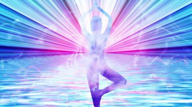 Kadın siluet karma yoga arka plan