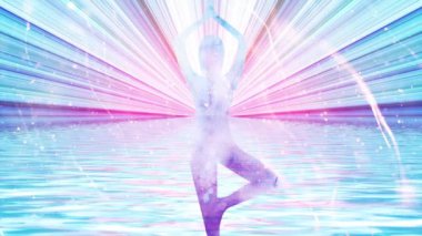 Kadın siluet karma yoga arka plan