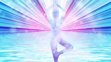 Kadın siluet karma yoga arka plan