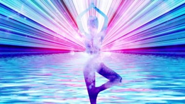 Kadın siluet karma yoga arka plan