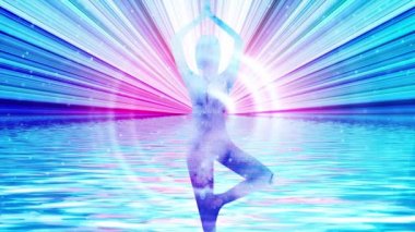 Kadın siluet karma yoga arka plan