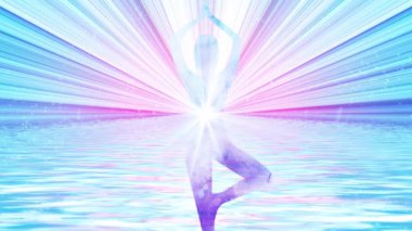 Kadın siluet karma yoga arka plan