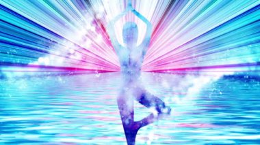 Kadın siluet karma yoga arka plan