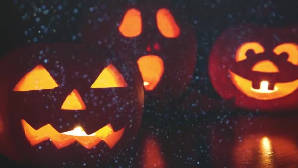 Straszne Halloween Dyni Latarnie Tło — Wideo stockowe