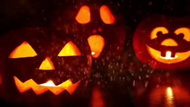Griezelig Halloween Pompoen Lantaarns Achtergrond — Stockvideo