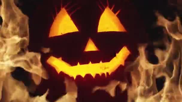 Hátborzongató Halloween Sütőtök Lámpa Háttér — Stock videók
