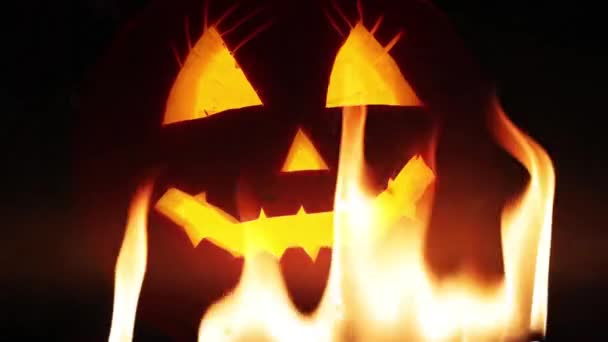 Assustador Halloween Abóbora Lanterna Fundo — Vídeo de Stock