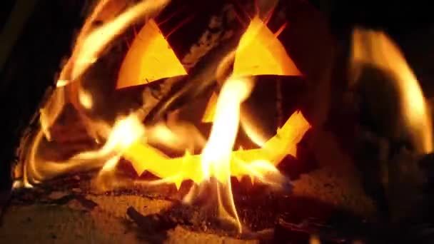 Inquietante Halloween Zucca Lanterna Sfondo — Video Stock