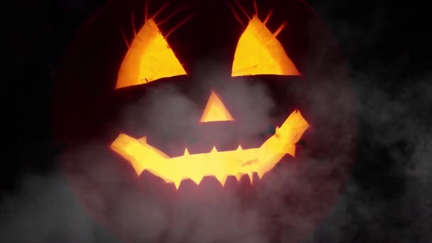 Жуткий Тыквенный Фонарь Хэллоуин — стоковое видео