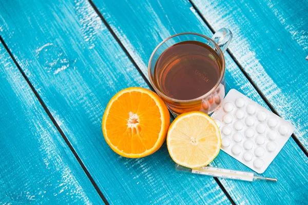 Pílulas Frio Alergia Remédio Para Chá — Fotografia de Stock