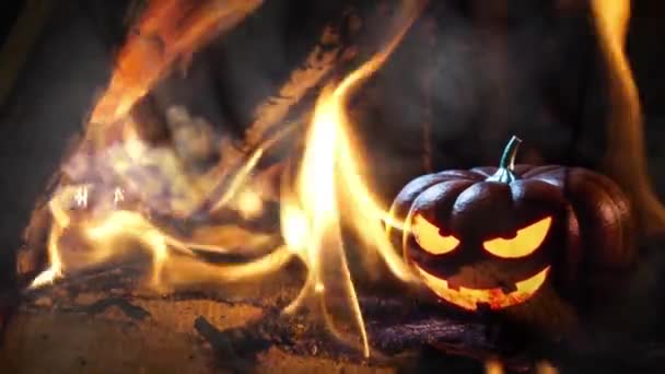 Happy Halloween Enge Pompoen Achtergrond — Stockvideo