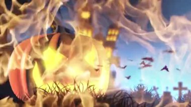 Cadılar Bayramı kabak ürkütücü turuncu arka plan 