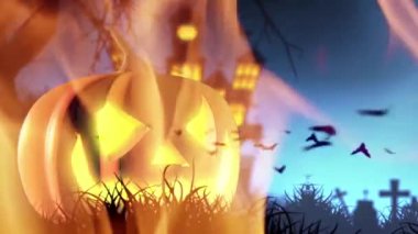 Cadılar Bayramı kabak ürkütücü turuncu arka plan 