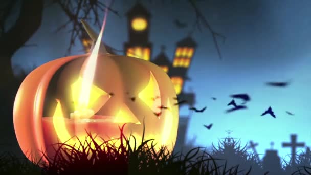 Halloween Abóbora Assustador Fundo Laranja — Vídeo de Stock