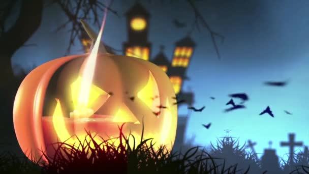 Halloween Tök Kísérteties Narancssárga Háttér — Stock videók