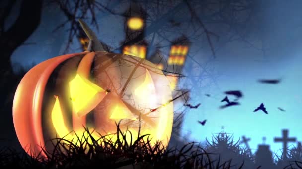 Halloween Citrouille Fond Orange Effrayant — Video