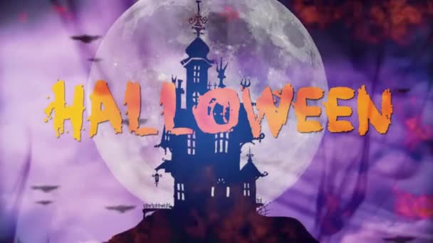 Castelo Morcego Assombrado Halloween Fundo — Vídeo de Stock
