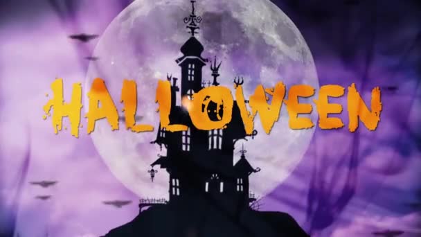 Perili Yarasa Kale Halloween Arka Plan — Stok video