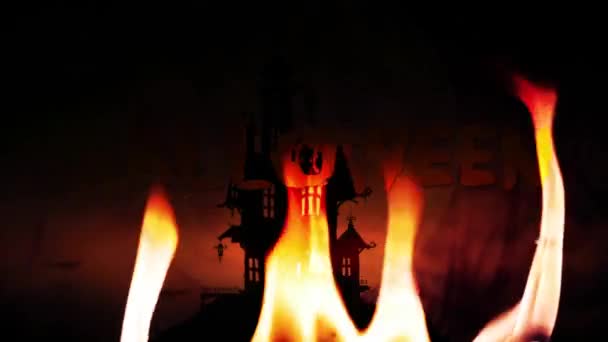 Haunted Bat Castle Halloween Background — Stock Video