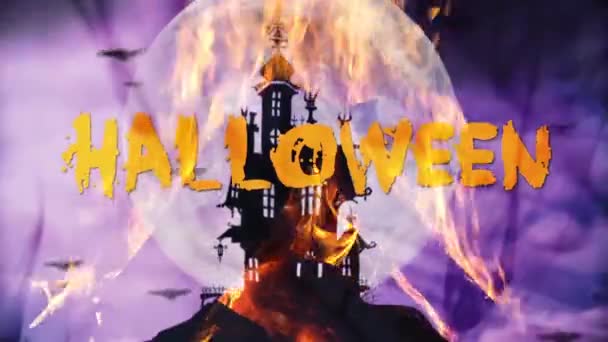 Kísértetjárta Denevér Telihold Halloween Háttér — Stock videók