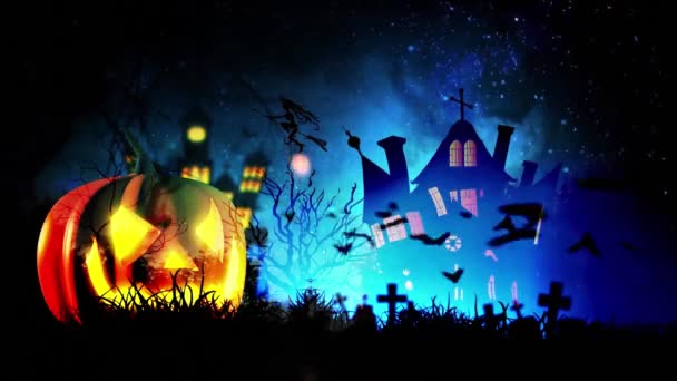 Kísértetjárta Sütőtök Denevérek Halloween Háttér — Stock videók